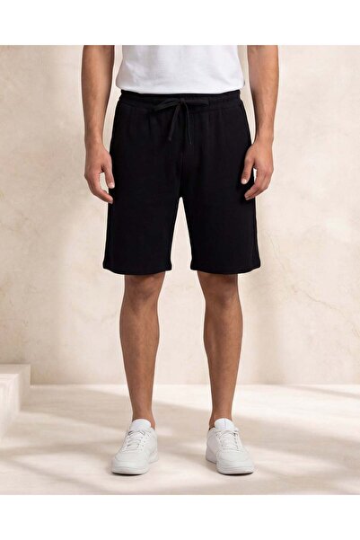 REDTAG Men Black Ottoman Active Shorts