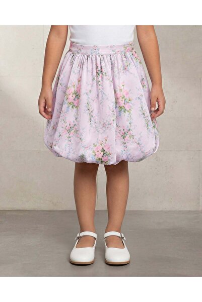 REDTAG Girls Lilac Floral Satin Balloon Skirt