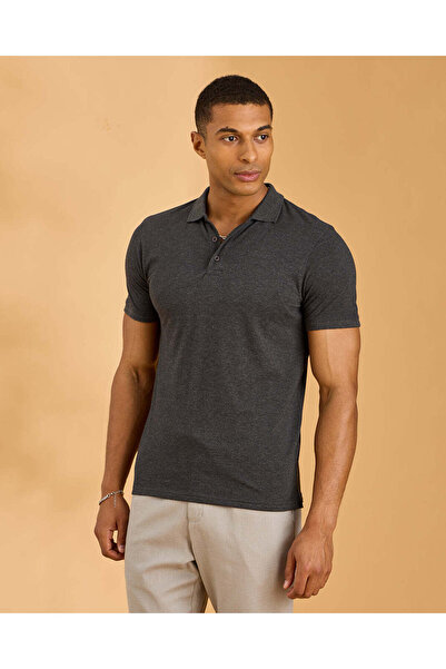 REDTAG تيشيرت بولو رجالي سادة بلون الفحم