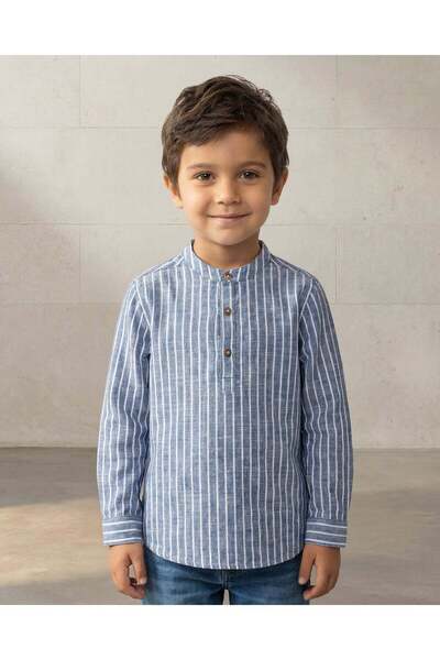 REDTAG قميص بأكمام مخطط باللون الكحلي للأولاد
