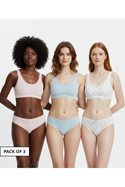 REDTAG Women's 3-Pack Cotton Blend Printed Bikini Brief