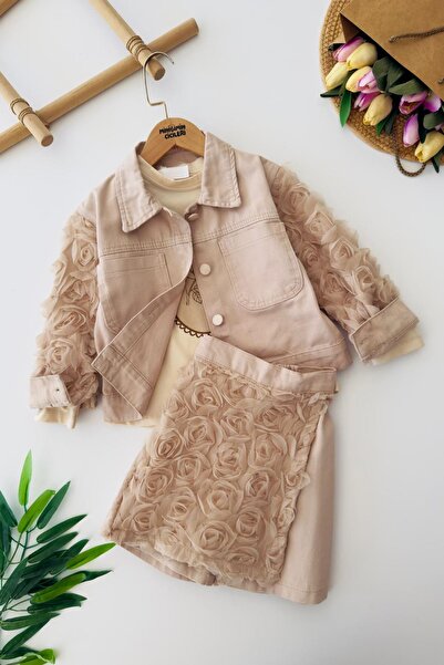 Minigimin Cicileri Set 3 piese pentru fetițe cu jachetă cu aplicații de trand...