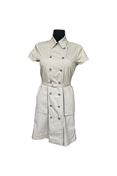 OEM Women's coat RENÉ LEZARD - Elegant, Long cut, Cotton - Beige, Size 36