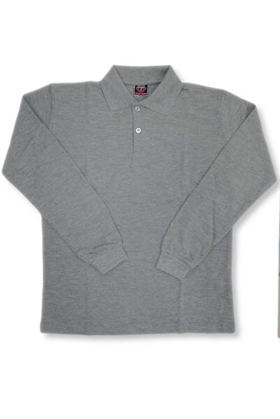 Dragora Tricou cu mânecă lungă, gri școlar, cu gât polo