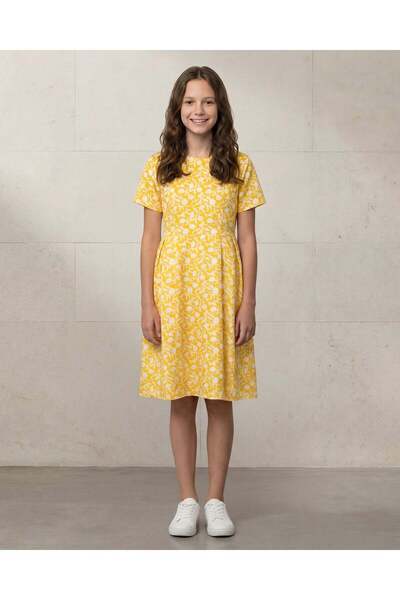 REDTAG فستان صيفي مطبوع بالكامل بأكمام منفوخة للبنات الكبيرات