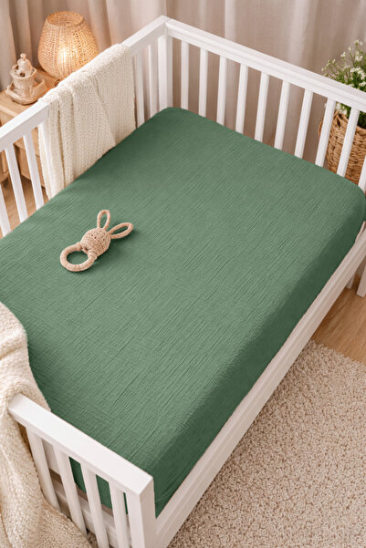 destinyhometex 100% Organic Cotton 2 Layer Muslin Elastic Baby Sheet 80X130 c...