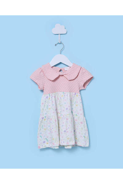 REDTAG فستان وردي فاتح محبوك للأطفال الرضع