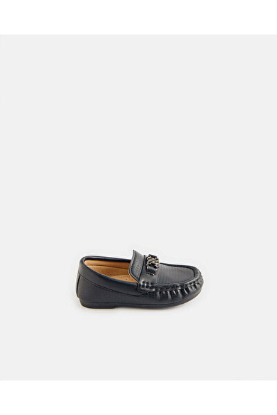 REDTAG Infant Boys Black Textured Moccasin