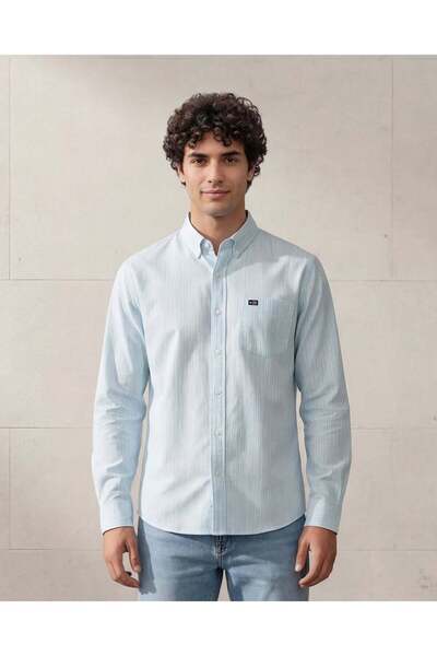 REDTAG قميص أكسفورد رجالي أزرق بأزرار