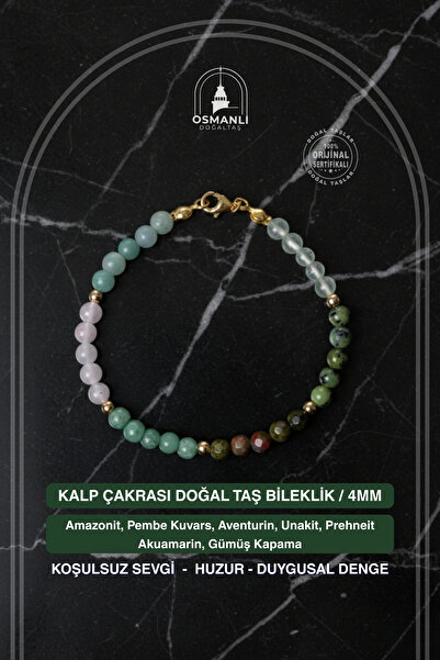 OSMANLI DOĞAL TAŞ Certified Heart Chakra Natural Stone Bracelet
