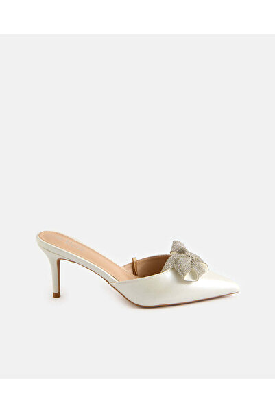 REDTAG Women White Oversize Bow Trim Mules