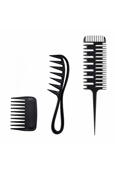 gaman 3-Piece Professional Barber and Hairdresser Comb Set Wide Tooth and Tex...