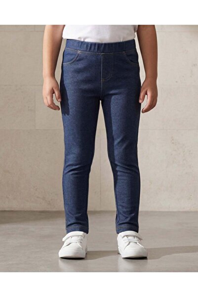 REDTAG Girls Dark Wash Knit Skinny Leggings