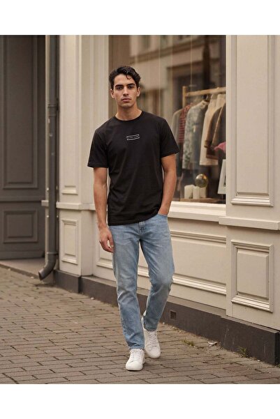 REDTAG Men Black Printed T-Shirt