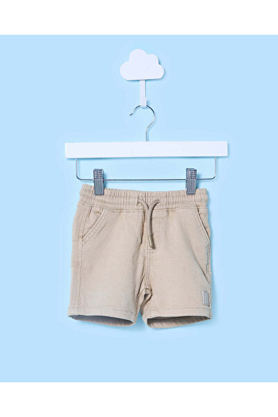 REDTAG Infant Boys Beige Pull-On Knit Denim Shorts