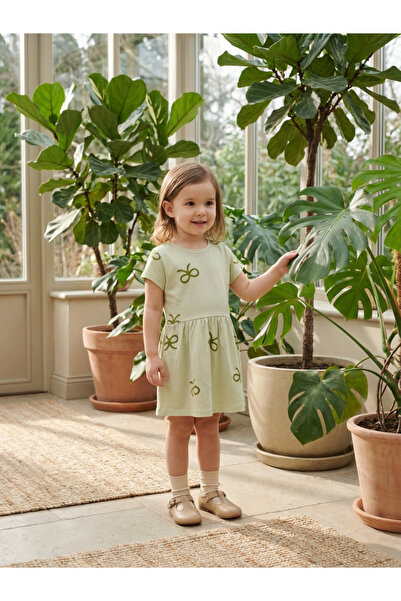 ALYAKİDS Patterned Girl's Dress - Pink Cotton Summer Casual Dress - Comfortab...