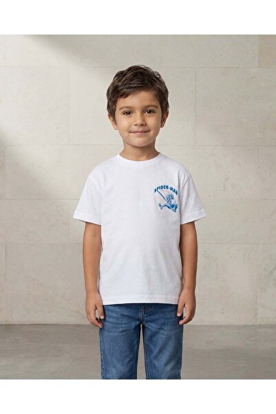 REDTAG تي شيرت أبيض مطبوع للأولاد