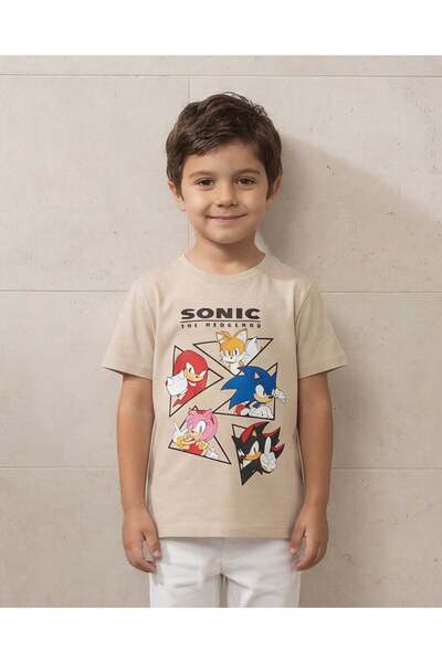 REDTAG Boys Beige Printed T-Shirt