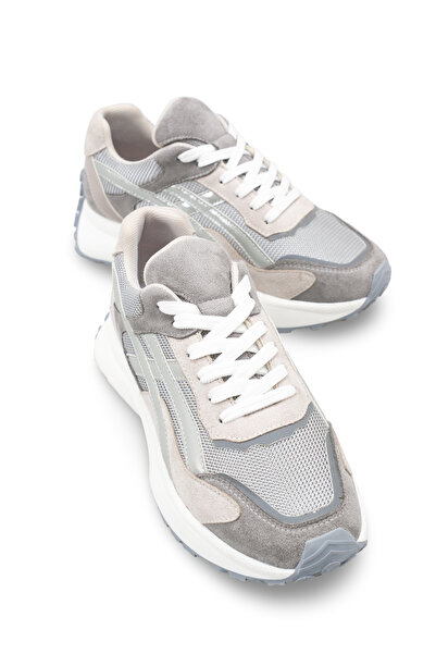 Solo Bag Women's Ice Gray Lace-Up High Sole Sneaker Sports Shoes