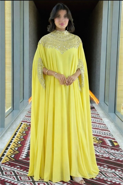 Azyaa Al-Amira Elegant cape dress with luxurious embroidery – a regal look