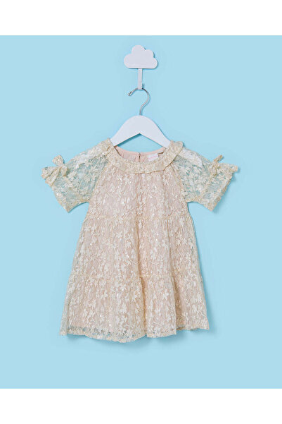 REDTAG فستان بناتي عاجي اللون بتفاصيل من دانتيل