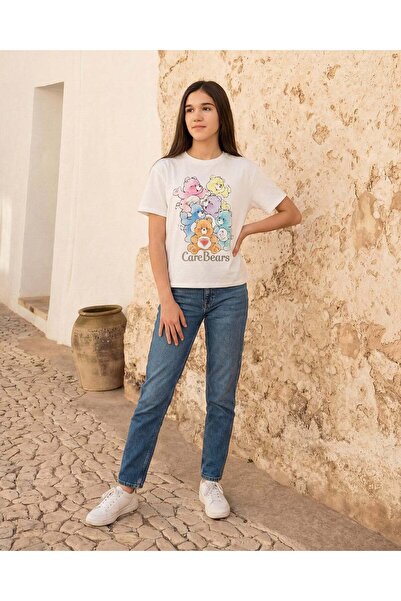 REDTAG تيشيرت أبيض فضفاض للبنات من المرحلة الثانوية مزين برسومات دببة كير بيرز