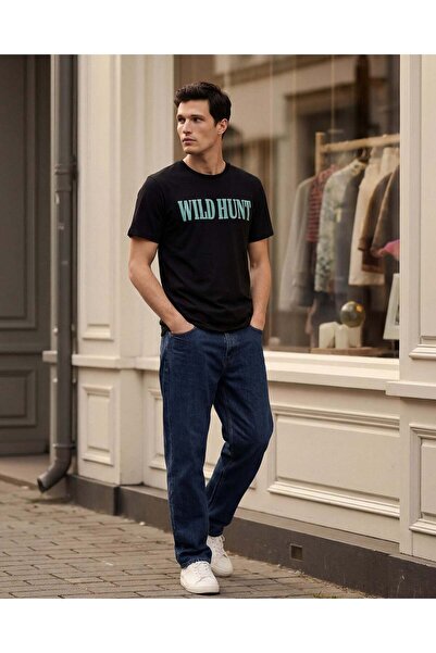 REDTAG تي شيرت رجالي أسود مطبوع