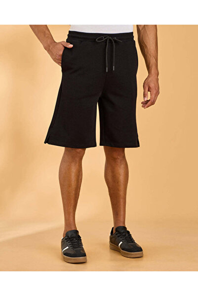 REDTAG Men Black Pique Active Shorts