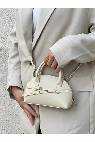 Madame Çarpraz Omuz Askılı Şık Kadın Çanta, Kadın Omuz Çantası, Krem Çanta, Ç...