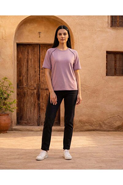REDTAG Women Purple Active T-Shirt