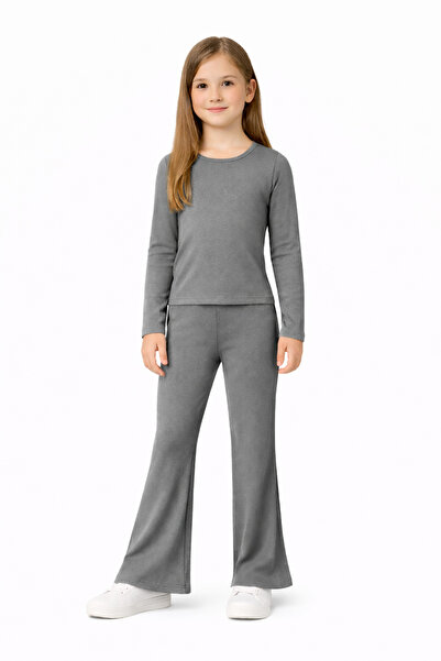 LEONE KOLEKSİYON Κοριτσίστικο Σετ Δύο Τεμαχίων από Ύφασμα Smoked Modal με Μακ...