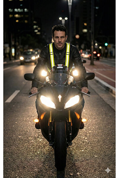 Utku Giyim FOSFORLU MOTORCU YELEĞİ - AYARLANABİLİR REFLEKTÖRLÜ GÜVENLİK KEMER...