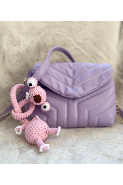 YamanCo Store Amigurumi Buz Devri Sid Pembe Çanta Charmı (Telsiz Uzun)