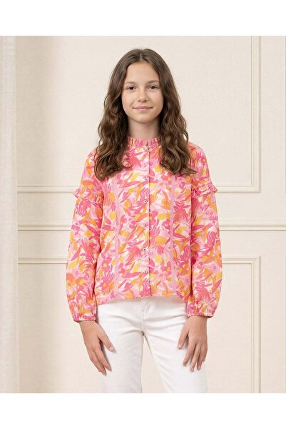 REDTAG بلوزة بأكمام طويلة مطبوع باللون الفوشيا للبنات الكبيرات