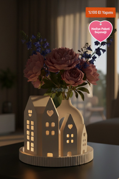 Arteliss Işıltılı Yuva 6 Parça Dekoratif Obje Seti - Işıklı Ev, Halka Vazo ve...