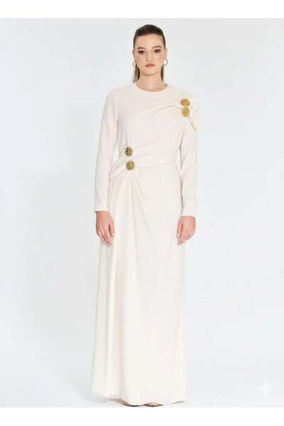 JAMİLATASARİM Jamila Sarah Crepe Fabric Lal Dress