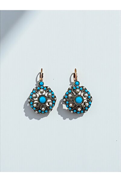 Taşlı Çiçek Motif Küpe