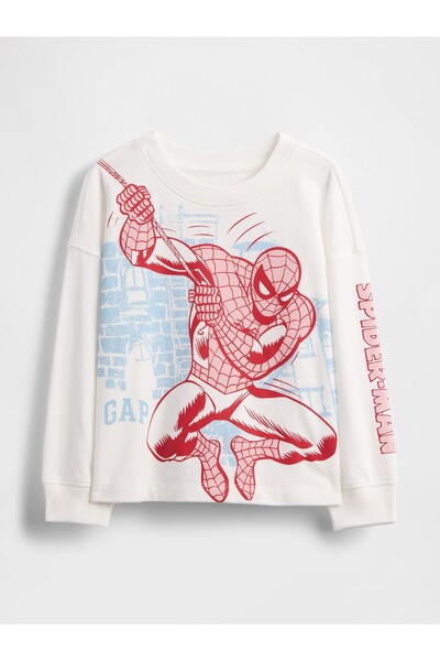 GAP Erkek Bebek Beyaz Marvel Grafik Baskılı T-Shirt