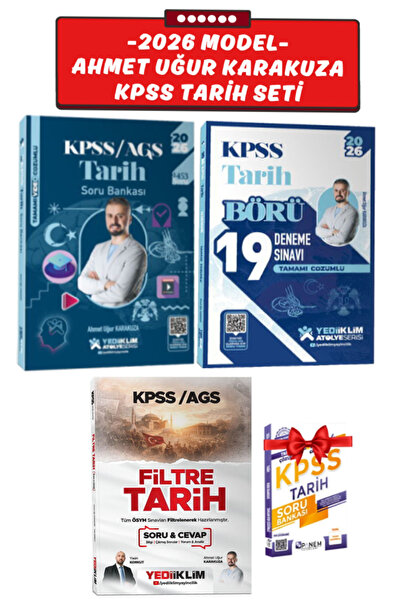 Yediiklim Yayınları Ahmet Uğur Karakuza 2026 KPSS-AGS Tarih Soru Bankası+Börü...
