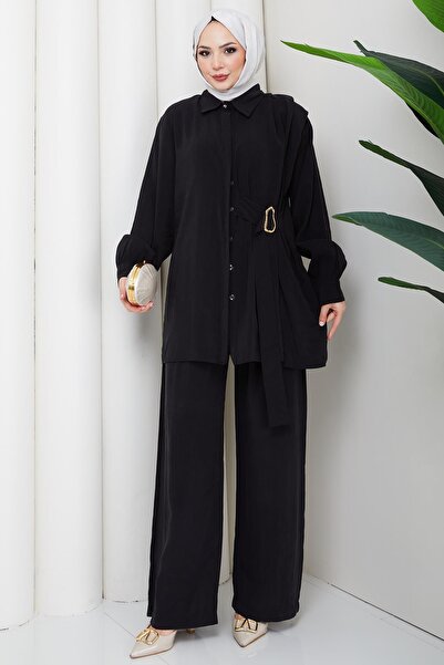hafsamina Side Buckle Double Suit Black Hm2882