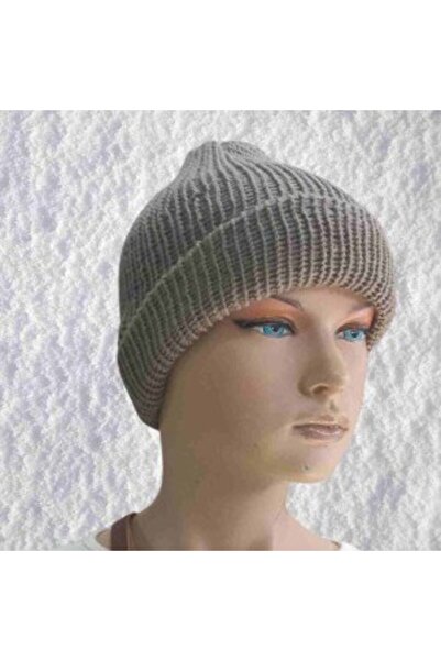 sylar Hand-knitted warm winter beanie in a smoky gray blend of natural wool a...