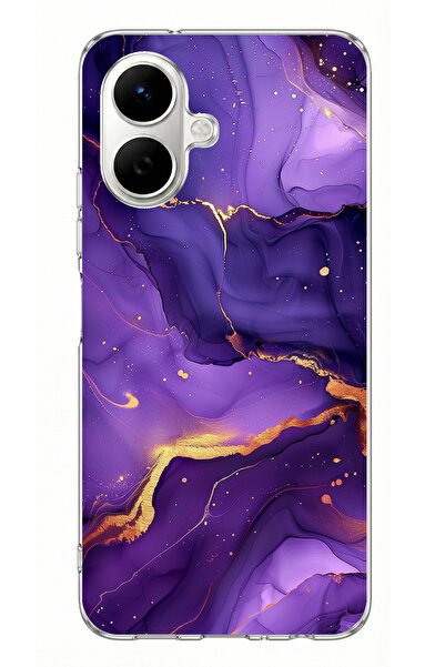 TechTree حافظة سيليكون مطبوعة من الرخام الأرجواني متوافقة مع هاتف Infinix Sma...