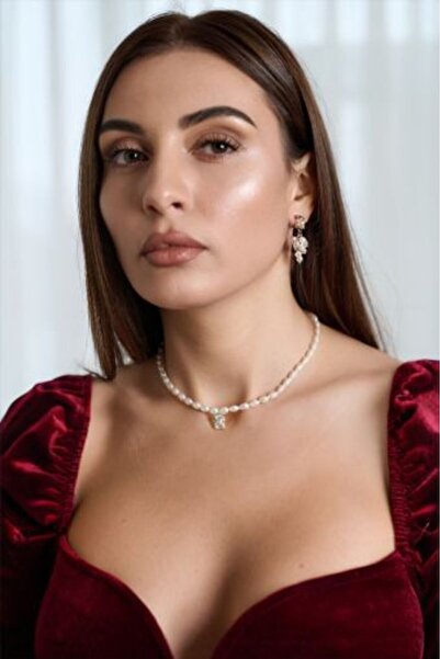 OEM Pearl and baguette zirconia necklace