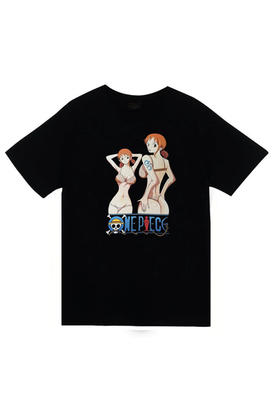 fame-stoned One Piece - Nami - Anime Printed Unisex 100% Cotton Black T-Shirt