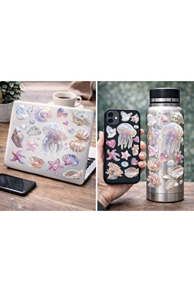 Limitless Design مجموعة ملصقات على شكل صدفة البحر بألوان الباستيل مقاس 22x30 ...