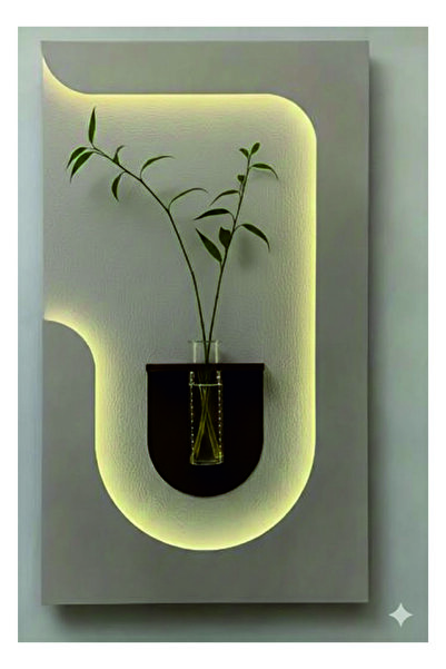 dedeler dekor PİLLİ LEDLİ BOHEM TARZI dekoratif tablo 40X75 modern saksılı tablo