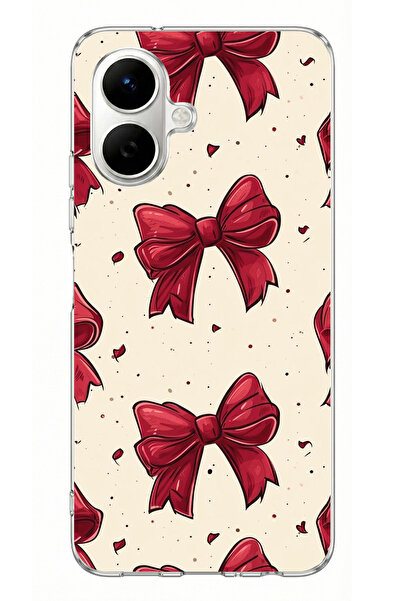 TechTree حافظة سيليكون مطبوعة بفيونكات حمراء كبيرة متوافقة مع هاتف Infinix Sm...