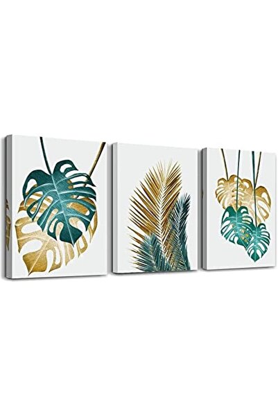 OEM Plant Wall Art - Canvas, Wooden Frame, HD Print - Modern, Green and Gold,...