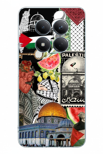 TechTree حافظة سيليكون مطبوعة بتصميم فلسطين فريدة من نوعها متوافقة مع Redmi N...