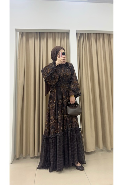 By esma eser Şal Desen Şifon Elbise